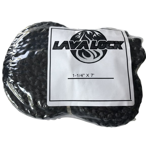 LavaLock® 1-1/4" X 7' Foot Black Fiberglass Wood Pellet Stove Gasket Rope 1,000F