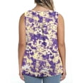 thumbnail image 4 of KBZDBZC Women's Tank Tops Tank Tops for Women Vintage Print Summer Sleeveless Button V Neckline Ruched Pleated Tunic Shirts Loose Flowy Cozy Blouse Women's Summer Tops (Purple,XXXXXL), 4 of 4