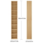 Homfa 8-Tier Wood Bookcase, 71 Tall Storage Cube Organizer with Adjustable Shelves, Nature