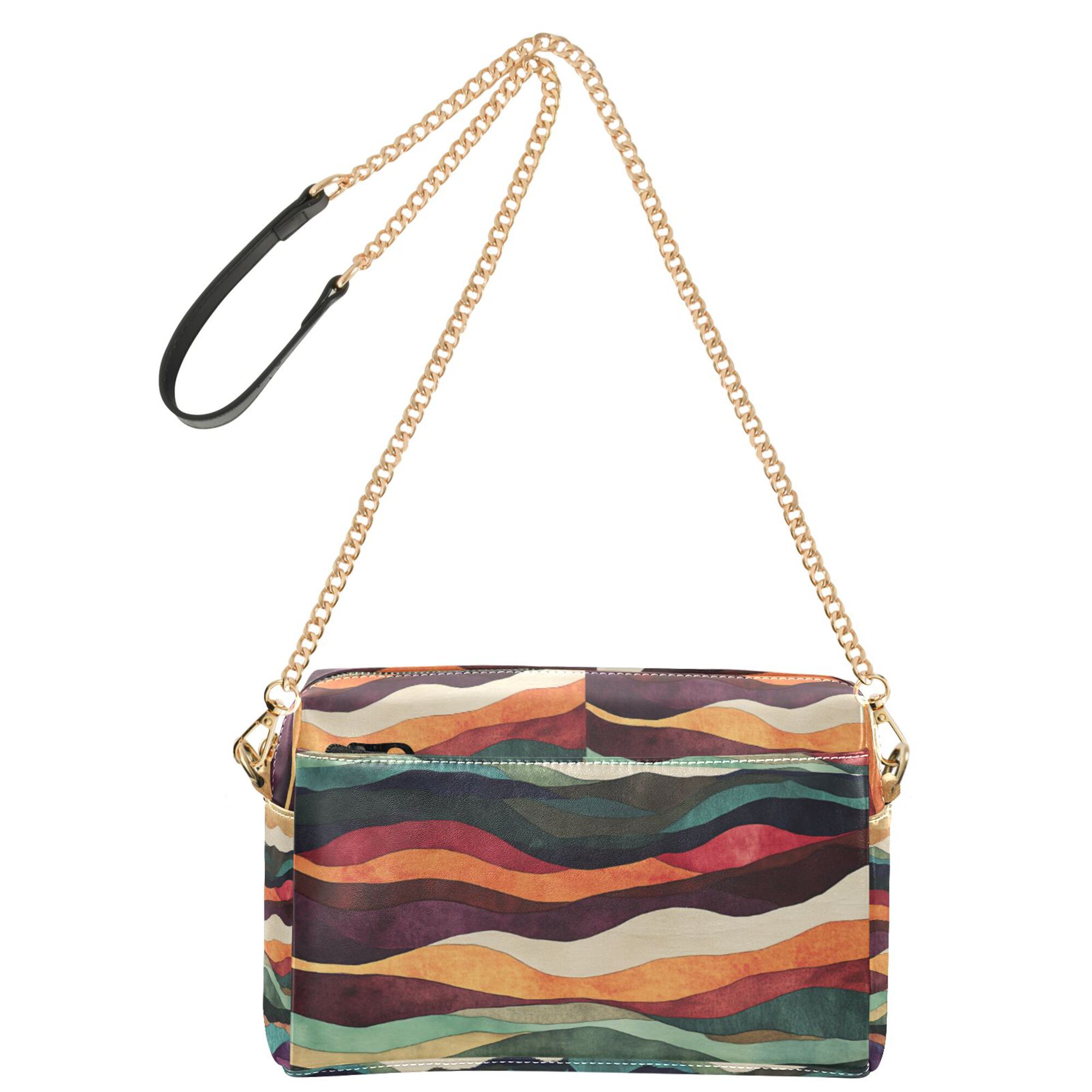 FORMRS Women Crossbody Purse with Chain Strap Vegan Leather Shoulder Handbag, Artistic Desert Pattern