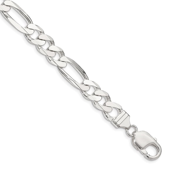 Diamond2Deal 925 Sterling Silver 9mm Figaro Chain Bracelet for Men 8"