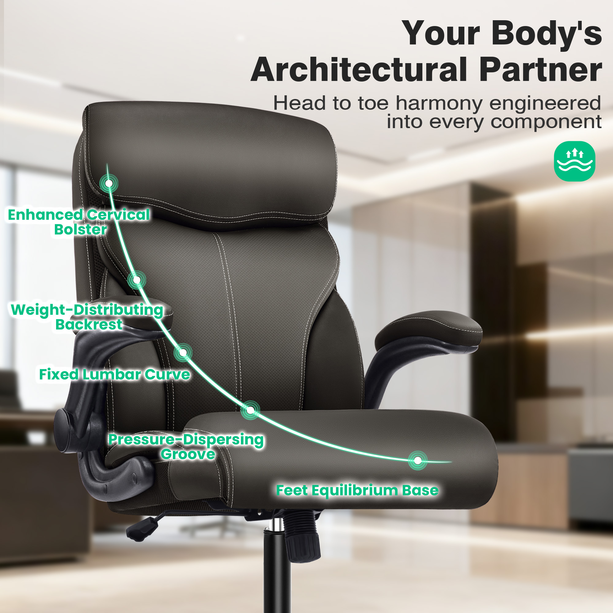 Dhole Executive Ergonomic Office Chair - High Back Mesh Desk Chair with Lumbar Support, 4D Armrests, Tilt Function & Breathable Mesh for Home Office (Brown)
