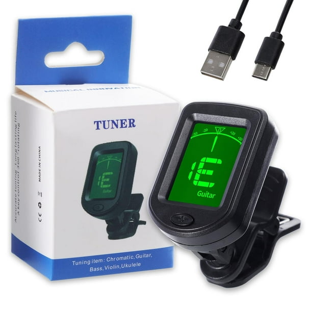Afinador de Guitarra, Afinador de Guitarra con Pantalla LCD, Afinador Electrónico con Clip para Guit