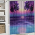 thumbnail image 6 of RUIYC Retrowave Design of Colorful Funky Stripes and Palms Moon Shower Curtain Multiple Sizes Durable and Washable White, 6 of 7