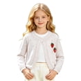 thumbnail image 2 of Girls Knit Cardigans Long Sleeve Solid Color Tops Lightweight Shawl Sweater Air Conditioner Cover Up for Kids Size 18-24M, 2 of 4