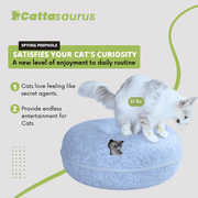 Cattasaurus Dome Donut Cat Cave Tunnel Bed, Light Gray, Large