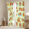 thumbnail image 3 of Erosebridal Capybara Animals Black Out Curtains for Kid, Cute Cartoon Curtains Pack of 2 (42x63 Each), Green, 3 of 6