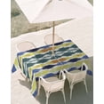 thumbnail image 3 of 52x70 Inch Outdoor Tablecloth with Umbrella Hole Zipper Rectangle Navy Blue Green Rectangular Tablecloths Outside Waterproof Abstract Art Geometric Patio Table Cloth Cover for Picnic Party, 3 of 8