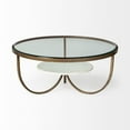thumbnail image 2 of 36" Round Glass Top Marble Shelf Gold Base Coffee Table, 2 of 3