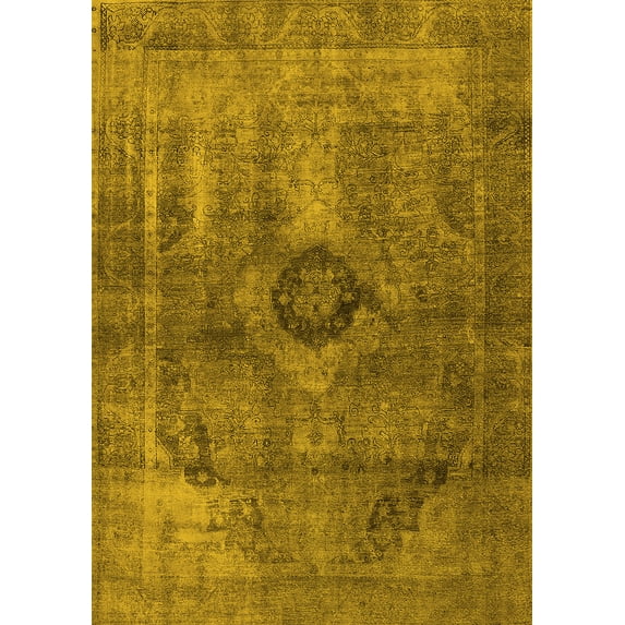 Ahgly Company Indoor Rectangle Oriental Yellow Industrial Area Rugs, 4' x 6'