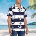 thumbnail image 3 of Honeii Anchors Print Men’s Hawaiian Shirt,Classic Button-Down Short Sleeve Shirt, for Beach, Vacation, and Outdoor Activities,X-Large, 3 of 7