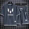 thumbnail image 3 of Traje deportivo de dos piezas para hombre, cómodo y transpirable, para correr, baloncesto, entrenamiento, manga corta, informal, tallas M a 3XL, 3 of 5