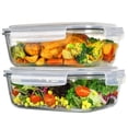 thumbnail image 1 of Recipientes de vidrio Vtopmart, paquete de 2 unidades, 2260 ml con tapas, color gris, 1 of 7
