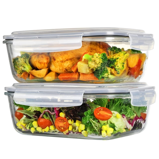 Recipientes de vidrio Vtopmart, paquete de 2 unidades, 2260 ml con tapas, color gris