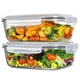 thumbnail image 1 of Recipientes de vidrio Vtopmart, paquete de 2 unidades, 2260 ml con tapas, color gris, 1 of 7
