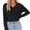 Black, variant on Women Long Sleeve Solid Color V Neck Cropped T Shirts Crop Tops