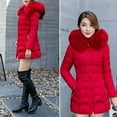 thumbnail image 6 of Hvyesh Women Puffer Jacket 2023 Winter Thicken Zipper Puffer Coat Warm Faux Fur Jackets Insulated Windproof Snow Parka Comfy Padded Jacket Red,M, 6 of 7