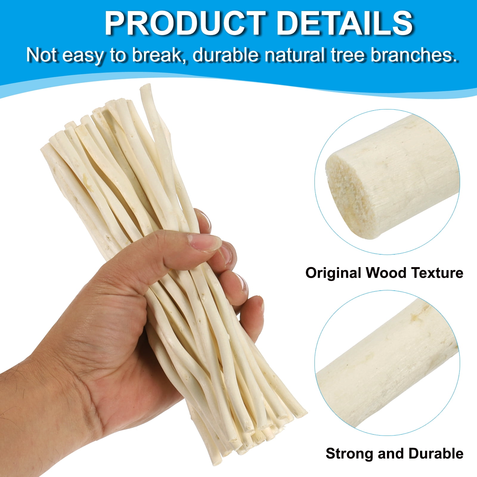 Uxcell 50 Pcs / 2 Size Wood Log Sticks, 0.2-0.5inch inch in Diameter Natural Wood Craft Sticks, Dried Wood Sticks Decorative Wood Branch Sticks for DIY Crafts Accessory Photo Props, White