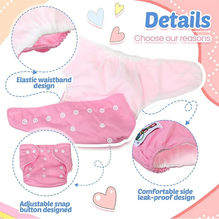 Casewin 8 Pcs Baby Cloth Diapers Adjustable Reusable Cloth Diapers One Size  Washable Nappy Covers Baby Cloth Pocket for Newborn Toddlers Boys Girls
