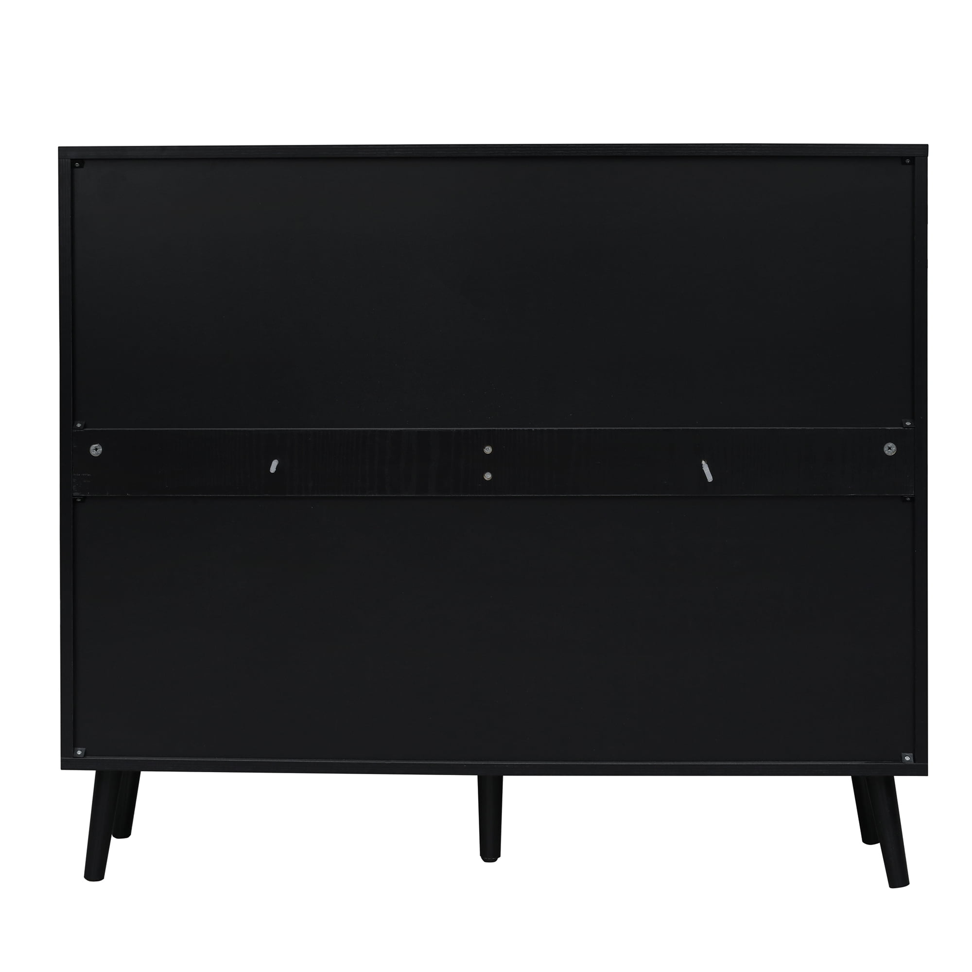 Kadyn 41.34" Black Rattan 4 Door Shoe Rack, Freestanding Shoe Rack Storage Organizer for Entryway, Shoe Storage Cabinet