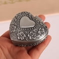 thumbnail image 1 of Caja de joyería clásica Vintage antigua con forma de corazón, anillo, baratija pequeña, organizador de almacenamiento, cofre, regalo de Navidad, plata, 1 of 5