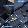 thumbnail image 5 of Wiilayok 143" Modular Sofa Set,Large Corduroy U Shaped Sectional Sofa with Ottoman,Central Console,Cup Holder,6 Seater Deep Seat Couch for Living Room Furniture,Blue, 5 of 9
