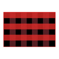 Neorosiri Hand-Woven Orange Plaid Outdoor Rug - Modern Check Doormat for Front Porch, Farmhouse, Entryway, and Patio