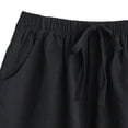 thumbnail image 4 of KIHOUT Women's Solid High Waisted Hemp Blend Casual Shorts Elastic Drawstring Waist Pocketed Loose Fit Summer Lounge Wear, 4 of 4