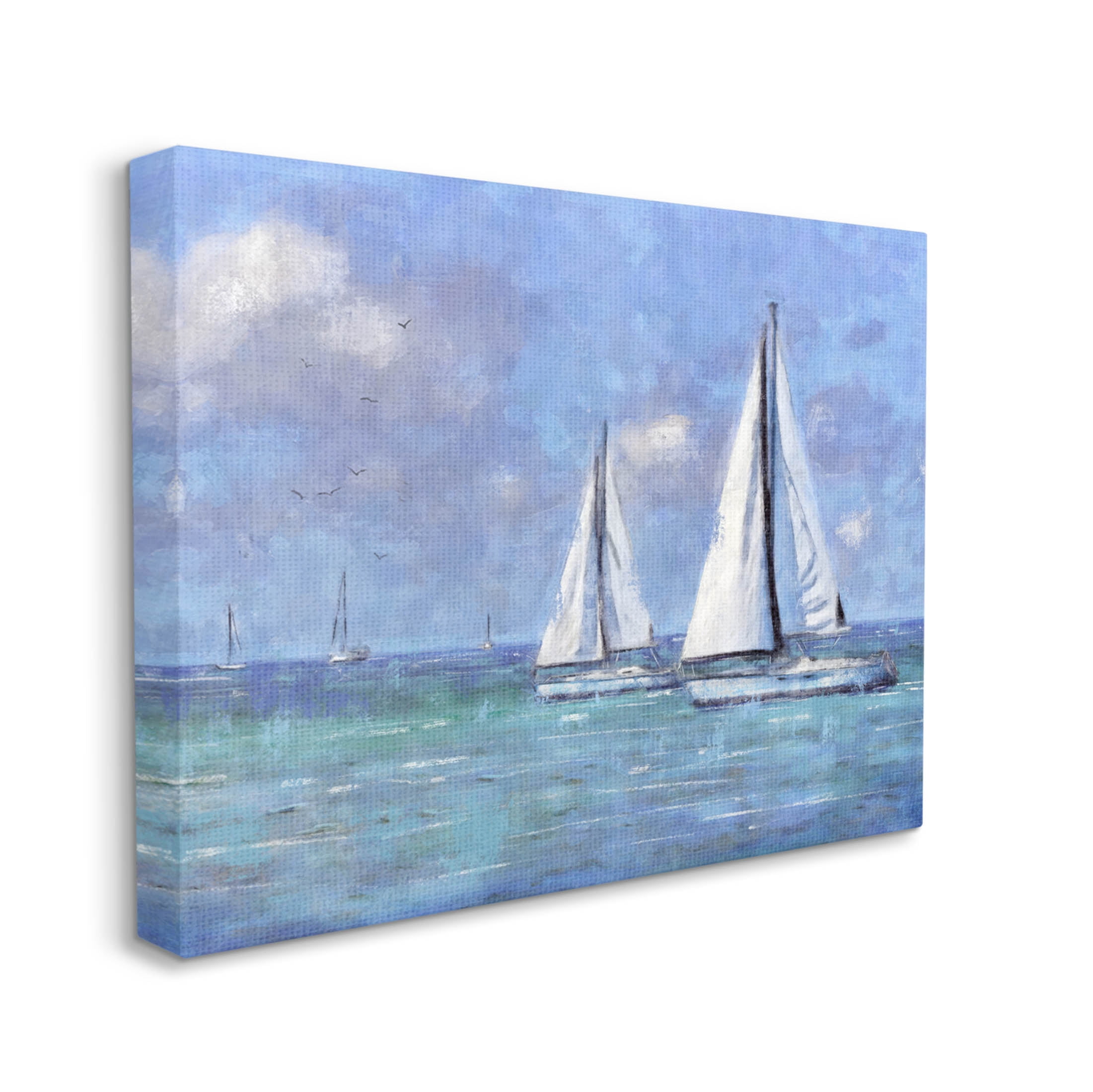 Stupell Industries Sailboats Drifting Vivid Blue Sky Painting Gallery Wrapped Canvas Print Wall Art, Design by Nina Blue