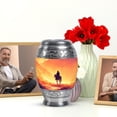 thumbnail image 6 of JAGASY Cowboy Tiny Urn for Mother, Orange Mini Urns for Human Ashes Keepsake, Raining Clouds Mountain Decorative Urns for Father, Horse Miniature Urn for Parents, (3 Inch), 6 of 7