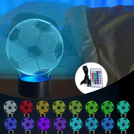 

16 colors remote control model soccer gift 3d visual effect acrylic night light can be provided 3AA batteries remote control with batteries