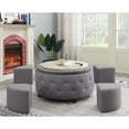 thumbnail image 3 of AC Pacific Matt Round Storage Ottoman with Reversible Tray Top, Dark Grey, 3 of 6