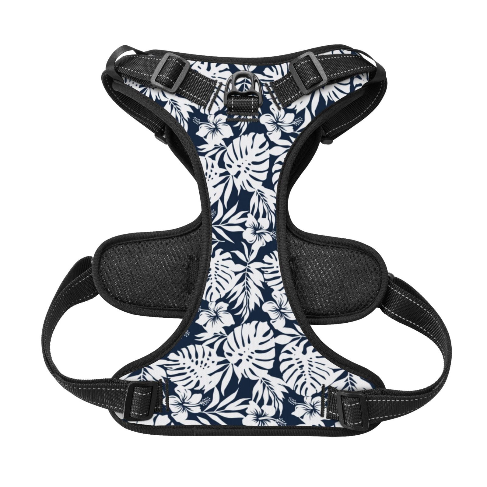 Kdxio Hawaiian Style Print No Pull Dog Harness Adjustable Reflective Oxford Easy Control Medium Large Dog Harness for Training and Everyday-Small