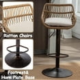 thumbnail image 4 of BISHE Adjustable Rattan Bar Stools Set of 2 with Cushion, Boho Bar Stools with Footrest, Wicker Barstools Counter Height with Backs, High Chair for Kitchen Island, Bistros, Metal Base, Beige, 4 of 7
