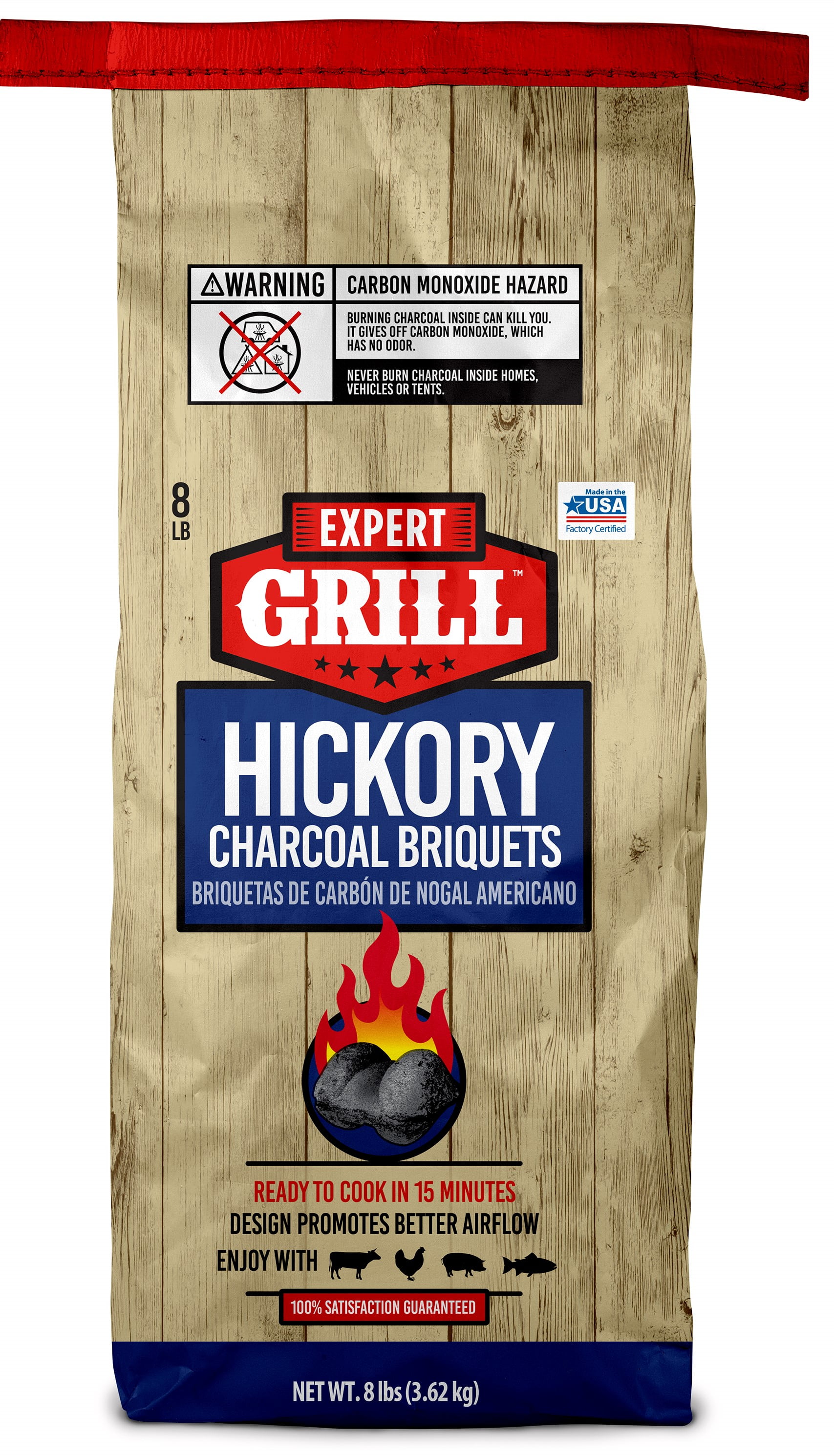 Expert Grill Hickory Charcoal Briquets, Charcoal Briquettes, 8 lbs