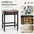 thumbnail image 2 of Yardi Yard Modern Bar Stools Set of 2, Counter Height Bar Stools, 2 Packs Stools with Leather Seat Cushion and Steel Frame for Kitchen Island, Brown, 2 of 7
