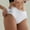 White, variant on Womens Underwear Mid-Waist Briefs Double-Row Button Detail Seamless Comfortable Soft Briefs, White, L