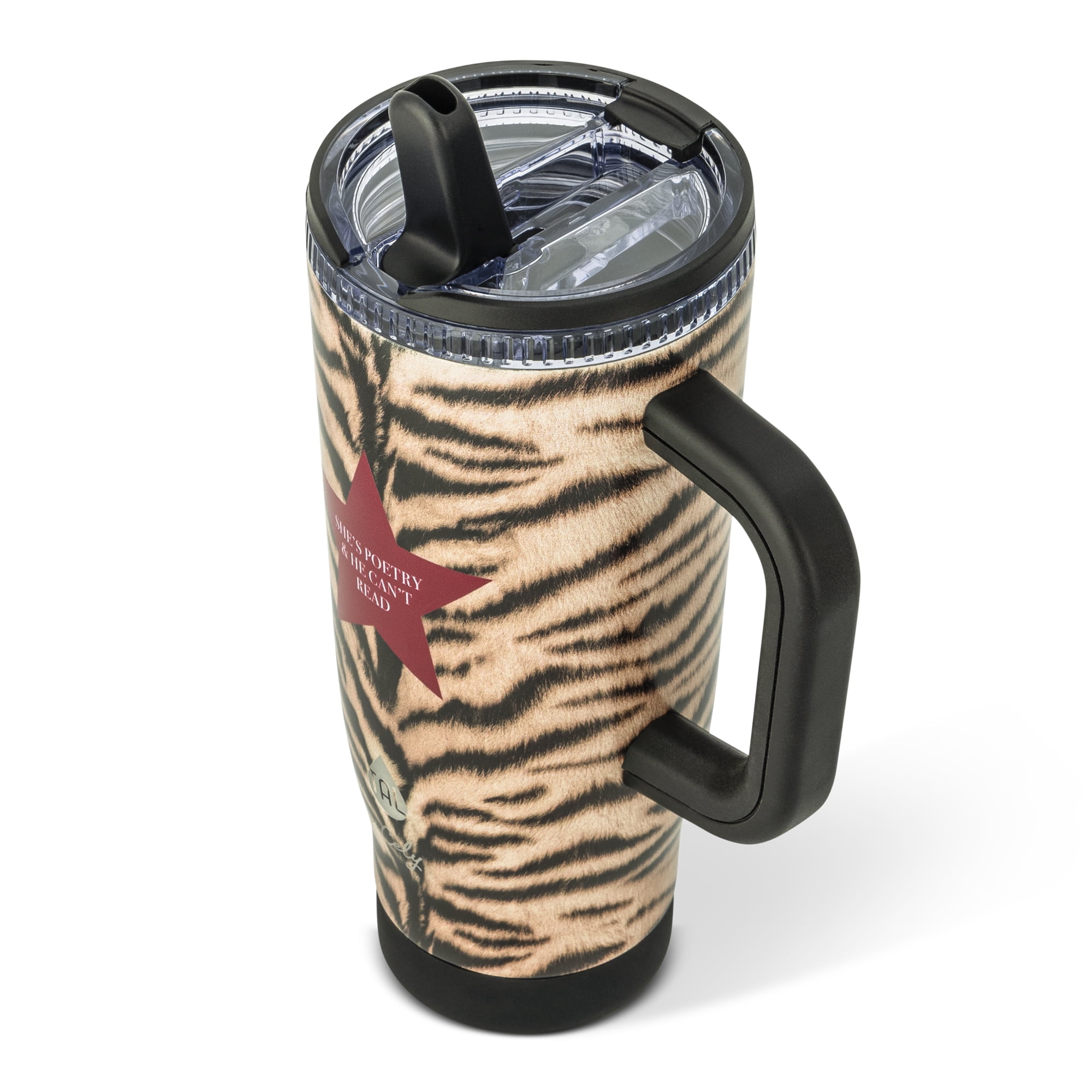 Cely x TAL 32oz Stainless Steel Tumbler with Handle and Flip-up Straw in Tiger