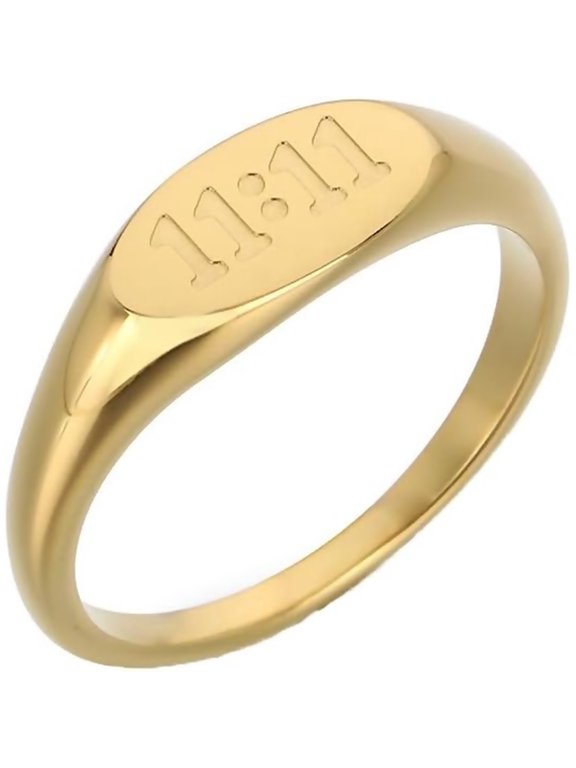 11 11 Stackable Ring for Women Minimalist Angel Number Stainless Steel Band Delicate Engraved Ring Lucky Charm Daily Wear Jewelry Gift for Her