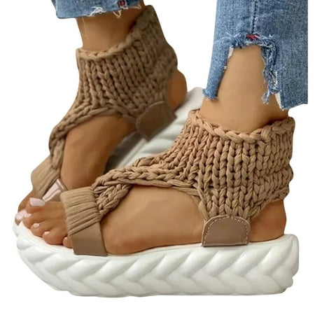 

Cathalem Sandals Wedge Heels for Women Thick Sandals Platform Ladies Fashion Bottom Sandals Women Shoes Olive Sandals for Women Brown 7.5