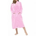 thumbnail image 3 of Womens Robes Plush Fleece Hooded Bathrobe Thick Nightgown with Pockets Sleepwear Robe Pink M, 3 of 8