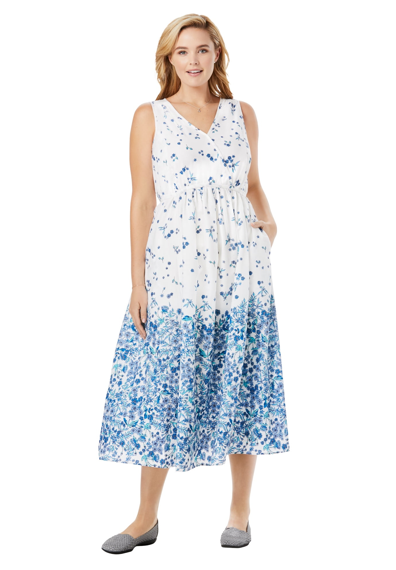Woman Within Woman Within Women's Plus Size Sleeveless Surplice Maxi