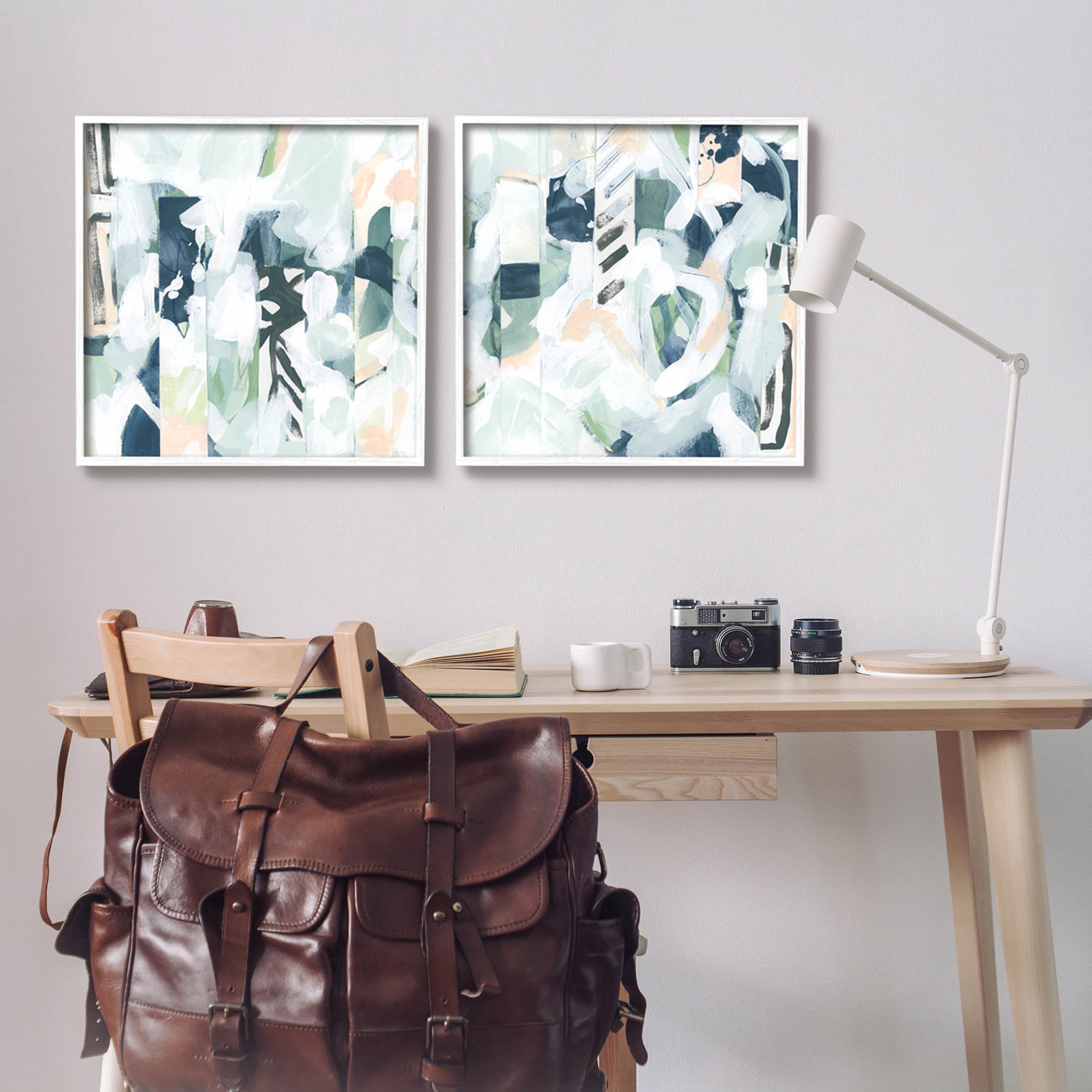 Stupell Industries Modern Mixed Pattern Arrangement Painting White Framed Art Print Wall Art, Set of 2, Design by June Erica Vess