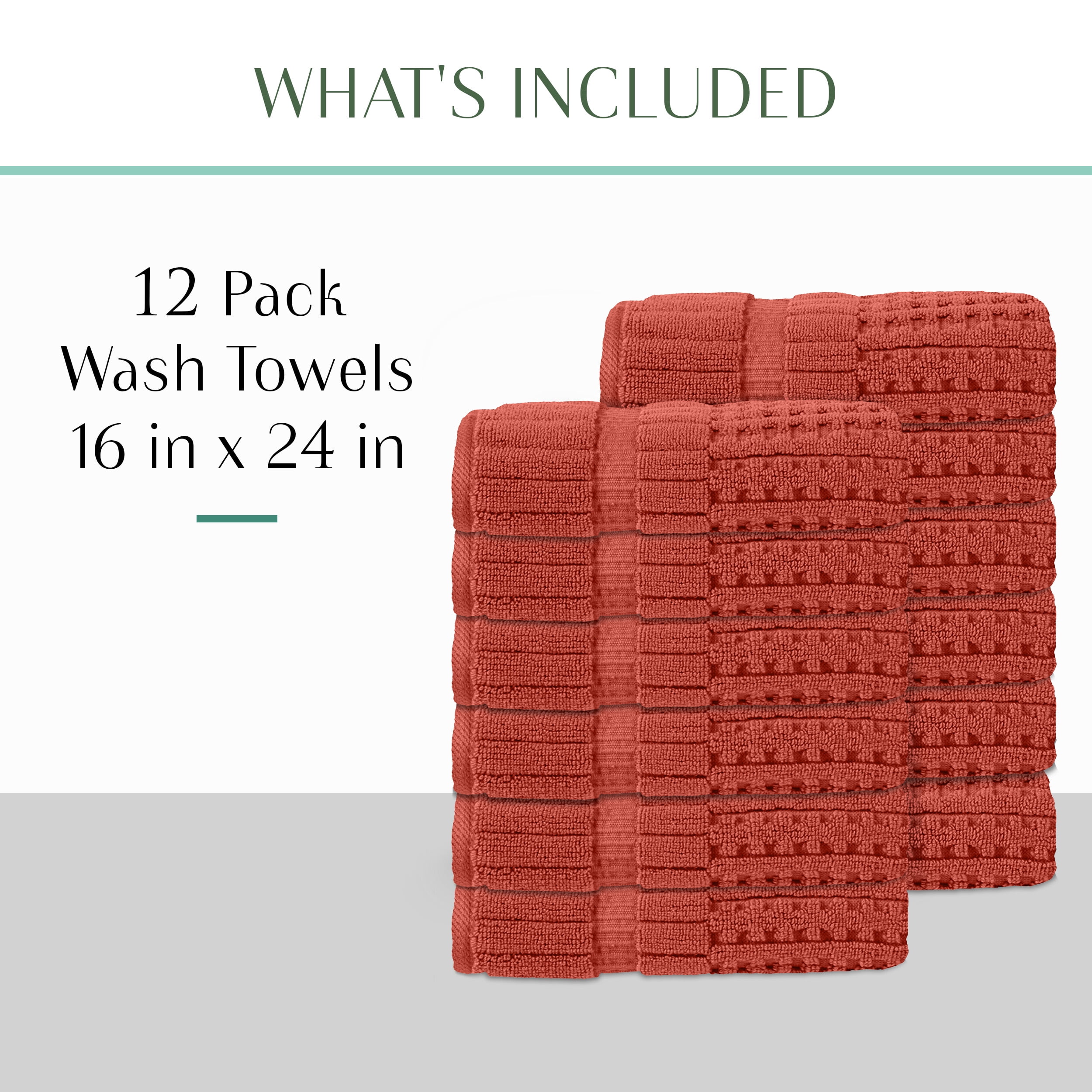 Home Weavers Willow Collection Hand Towels Set of 12 | 100% Cotton Zero Twist | 630 GSM Thick Plush | Soft, Highly Absorbent & Quick Dry | Hotel Quality Luxury Hand Towels | 16x24 Inch | Coral