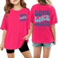 thumbnail image 3 of LRen Girls Short Sleeve T-Shirts Kids Letter Print Shirts Cute Summer Basic Tees Tops Soft Fashion Crewneck Tees, 3 of 5
