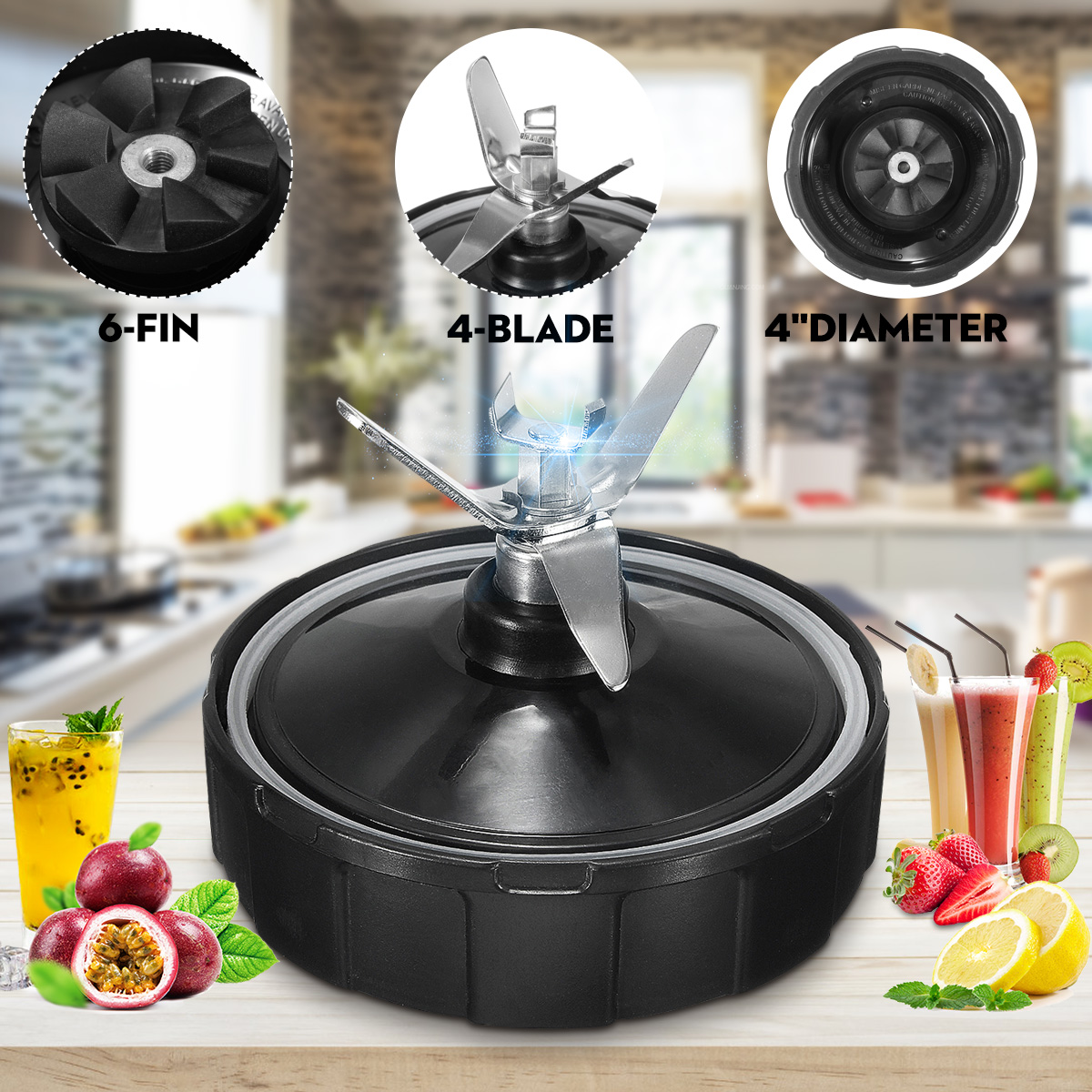 4inch 6Fins Extractor Blade Parts with Gasket Rubber Seal Ring For