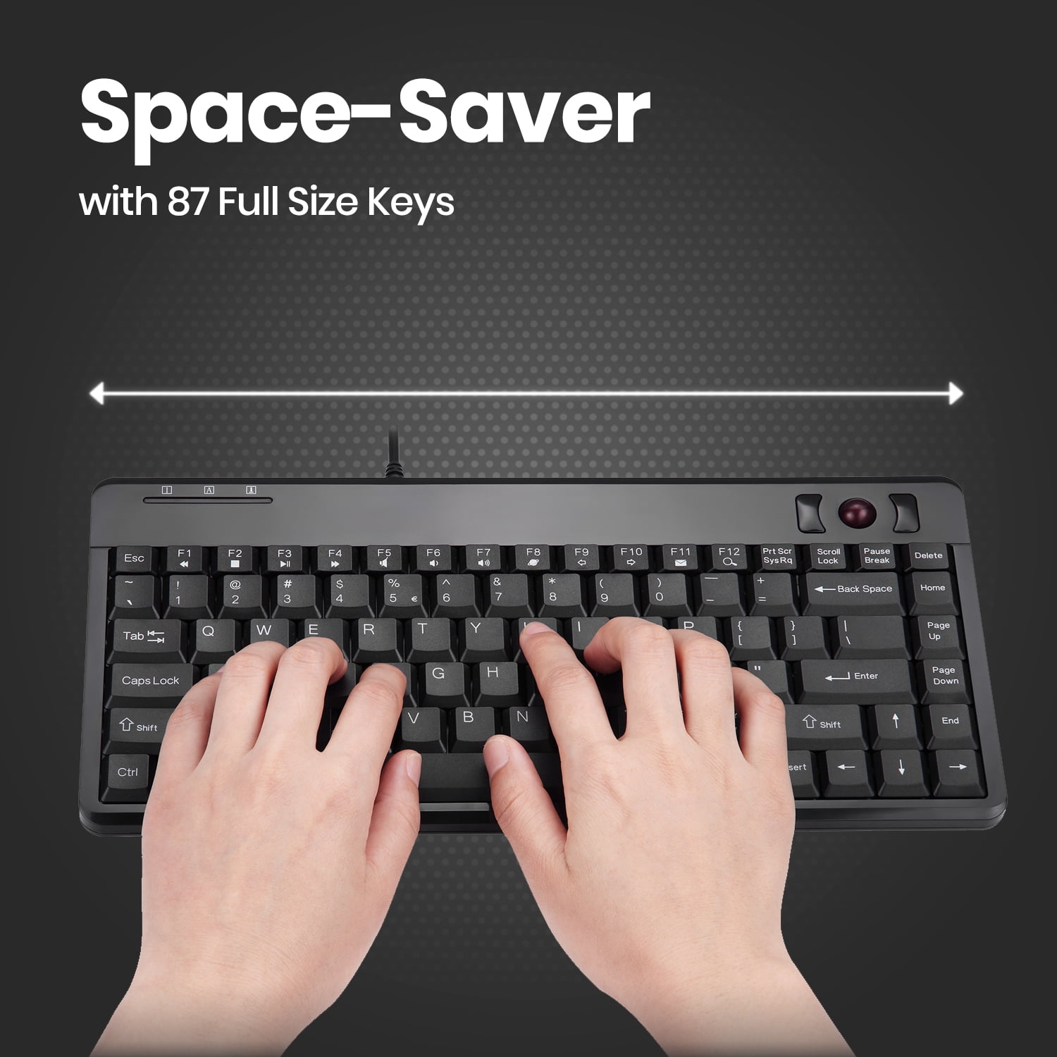Perixx Periboard-505H Mini Red Trackball USB Computer Keyboard With 2 USB Hubs Keyboards