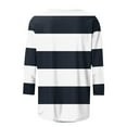 thumbnail image 3 of Jalioing Women's 3/4 Sleeve Striped Tops Fashion Casual Crew Neck Shirts Trendy Basic Pullover Tees Clothes, 3 of 5