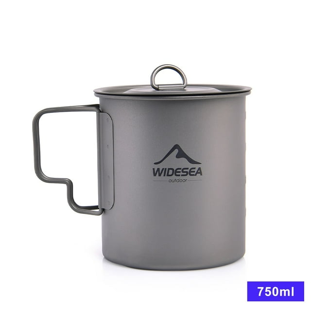Camping Mug Titanium Cup Tourist Tableware Picnic Utensils Outdoor Kitchen Equipment Travel Cooking set Cookware Hiking Titanium Cup 750ML