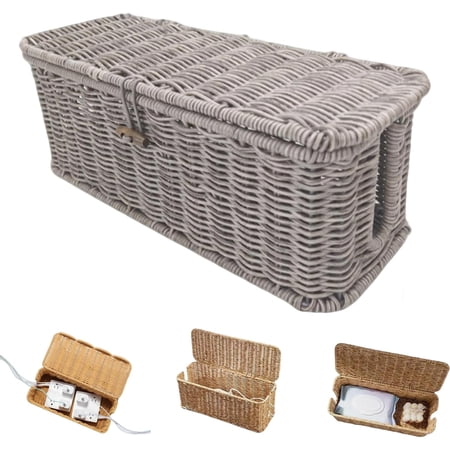 Handwoven Rattan Cable Management Box Hand-Woven Rattan Cable Organizer Box with Safety Lock Rattan Cable Management Basket Boho Decorative Cord Organizer & Wire Hider for Desk Nightstand Handwoven Rattan Cable Management Box Hand-Woven Rattan Cable Organizer Box with Safety Lock Rattan Cable Management Basket Boho Decorative Cord Organizer & Wire Hider for Desk Nightstand